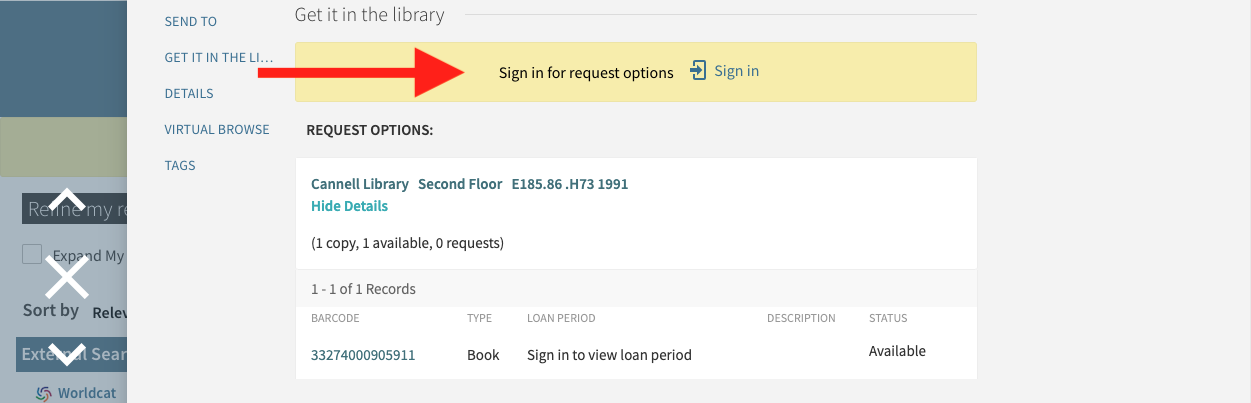 Screenshot of a red arrow pointing to the "Sign in" link.