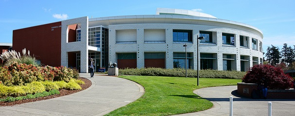 view of the Cannell Library building on a sunny day
